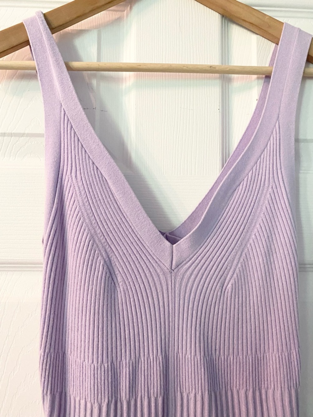 Express Lavender Ribbed V-Neck Dress - Picture 5 of 8